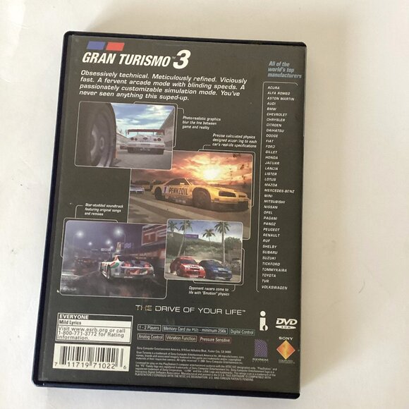Gran Turismo 3 A Spec PS2 Sony PlayStation 2 Complete in Box Manual Video Games - Picture 2 of 4